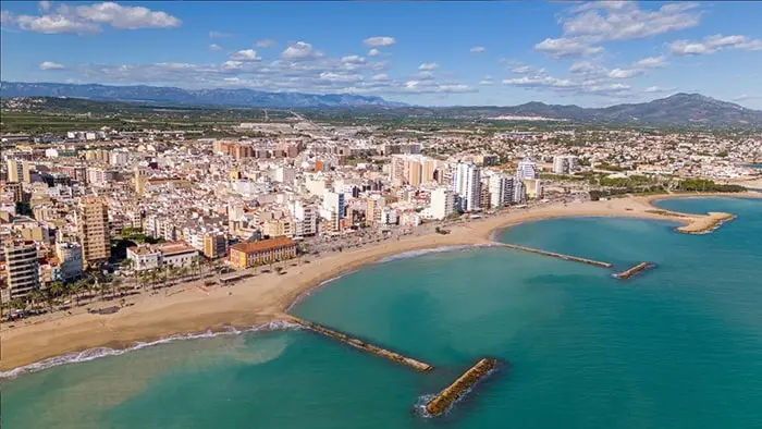 Vinaròs et sa plage vus du ciel